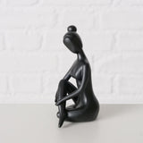 Boltze Home Statue Yoga Frau aus schwarzer Keramik H10cm