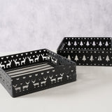 Boltze Home Serviettenhalter aus schwarzem Metall mit Weihnachtsdekor