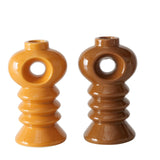 Boltze Home Kerzenständer Steingut h14cm orange braun