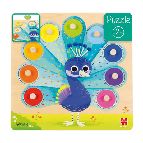 Jumbo Goula - Holz-Studenpuzzle Pfau, 9-tlg.