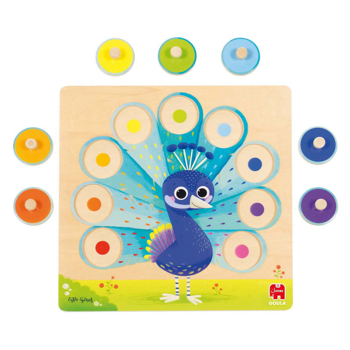 Jumbo Goula - Holz-Studenpuzzle Pfau, 9-tlg.