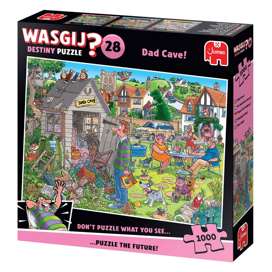 Wasgij Destiny 28 Puzzle – Papas Männerhöhle, 1000 Teile.