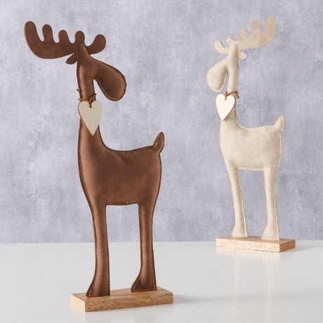 Boltze Home Statue Hirsch Booner 17x5x34cm Textilholz cremebraun