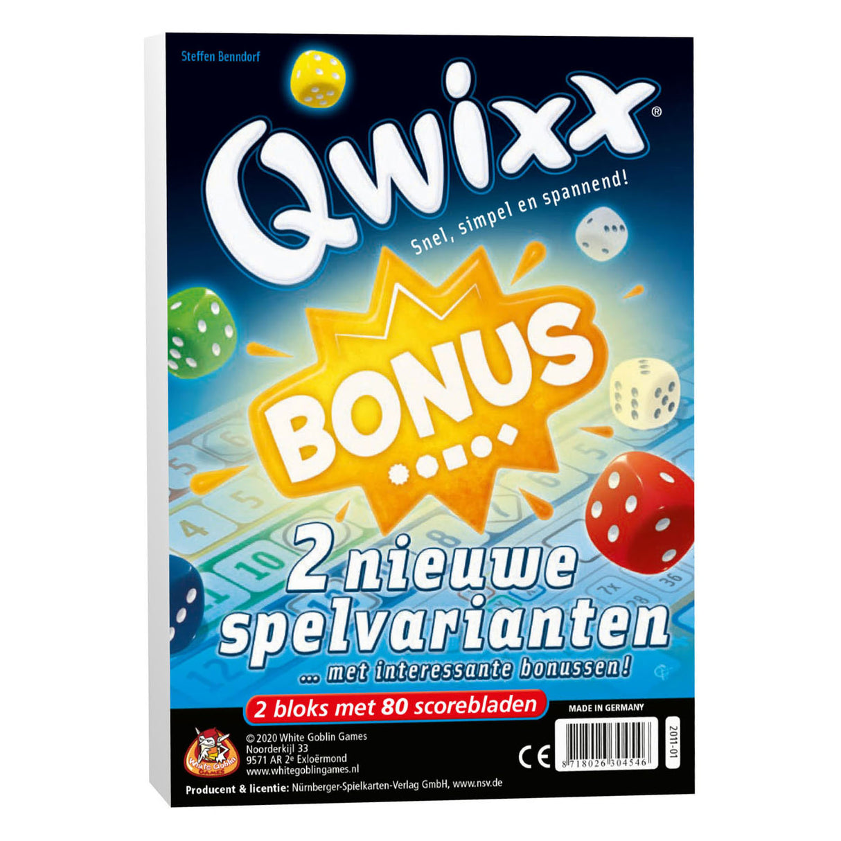 White Goblin Games Qwixx Bonus Dice game