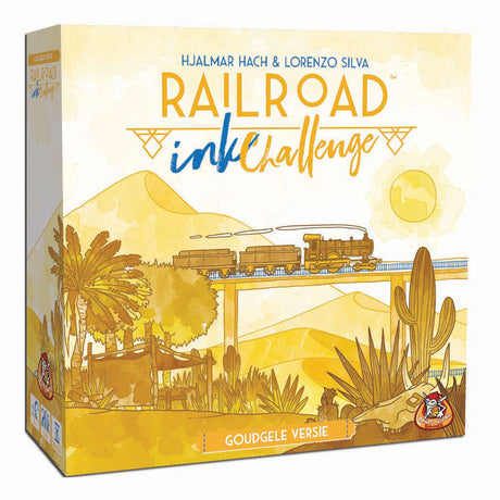 Weiße Koboldspiele – Eisenbahntinte (goldgelbe Version) – Würfelspiel – 1 bis 4 Spieler – Rollenschreiben – Puzzlespiel – für die ganze Familie