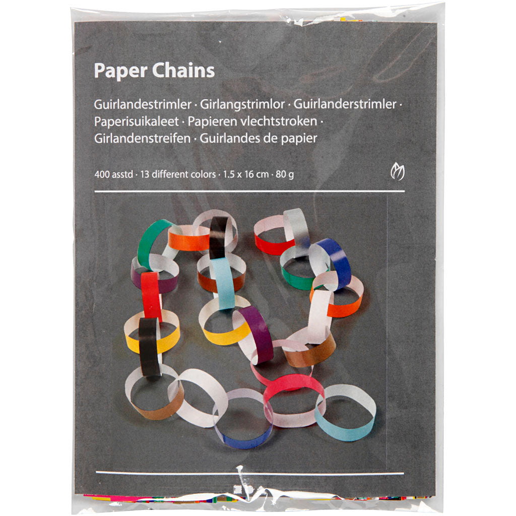 Creativ Company Girlandenstreifen, L: 16 cm, B: 15 mm, verschiedene Farben, 400 Stück 1 Box