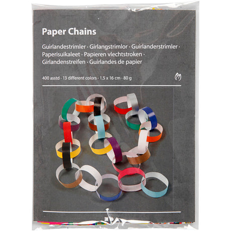 Creativ Company Girlandenstreifen, L: 16 cm, B: 15 mm, verschiedene Farben, 400 Stück 1 Box