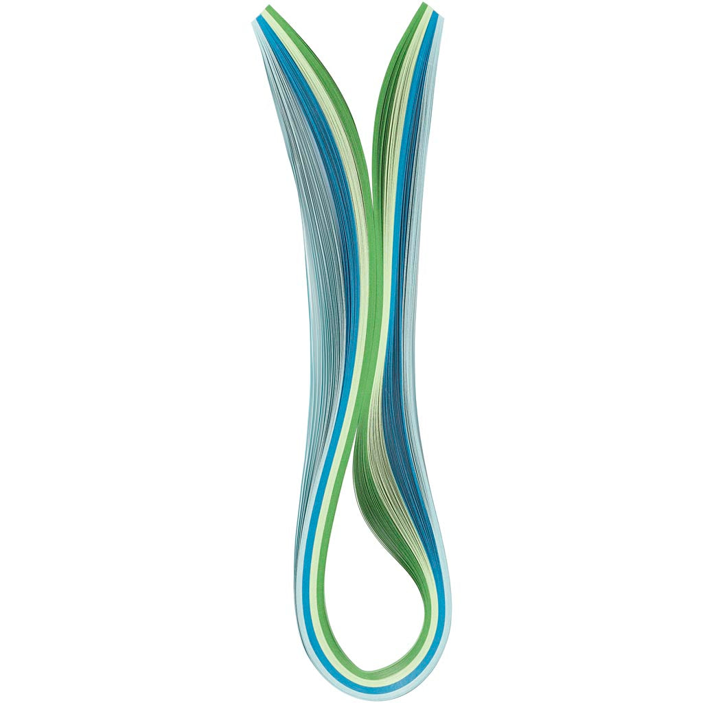 Creativ Company Quilling-Streifen, L: 78 cm, B: 5 mm, 120 g, blau, grün, lindgrün, türkis, 100 Stück 1 Box