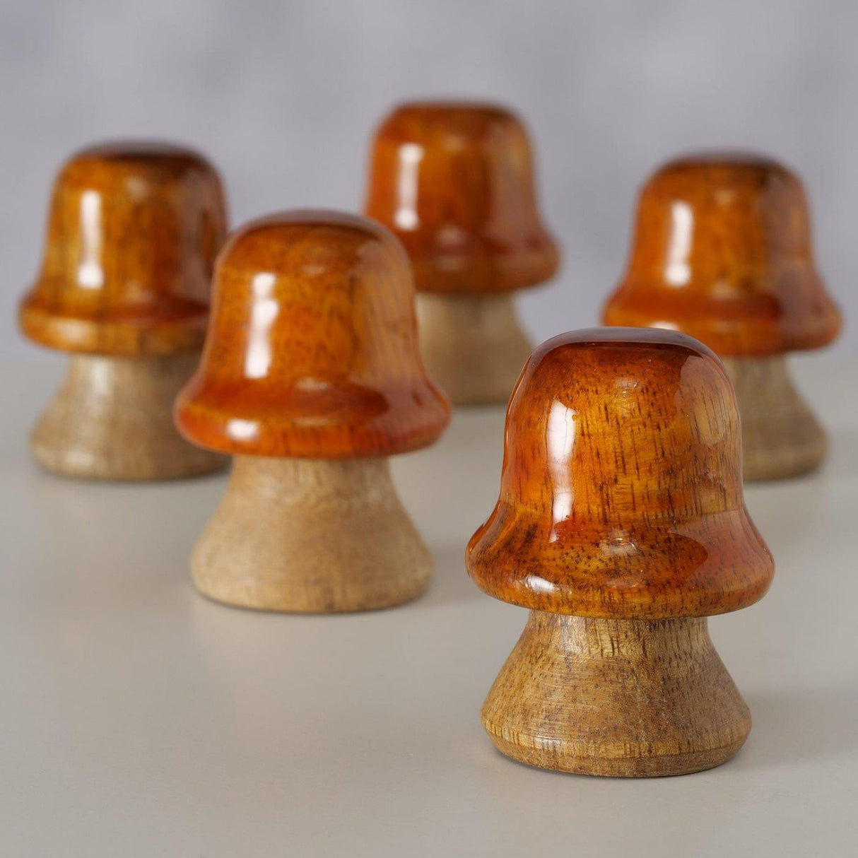 Boltze home decoratieve paddenstoel peppy h5cm mangohout bruinoranje