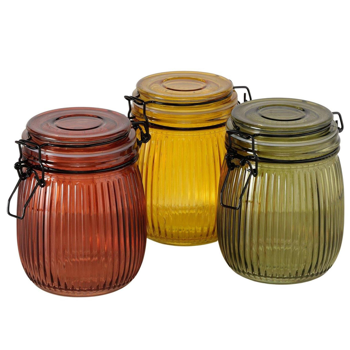 Boltze home voorraadpot zenda 750ml h14cm d11cm glas gelakt geel groen rood 3 assorti