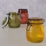 Boltze home voorraadpot zenda 750ml h14cm d11cm glas gelakt geel groen rood 3 assorti