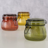 Boltze home voorraadpot zenda 500ml h10cm d13cm ijzer glas gelakt geel groen rood 3 assorti