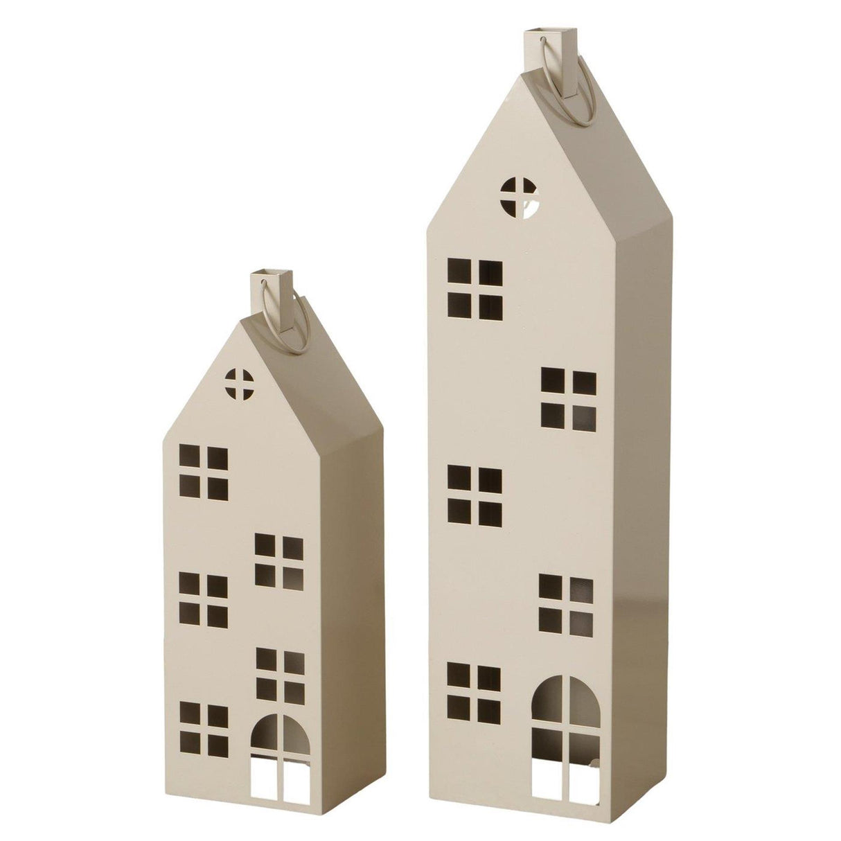 Boltze home lantaarn huis alba 2-delig set h65-93cm b 18-20cm beige binnen