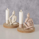 Boltze home kandelaar vrouw me-time h10cm kunsthars beige natuur 2 assorti