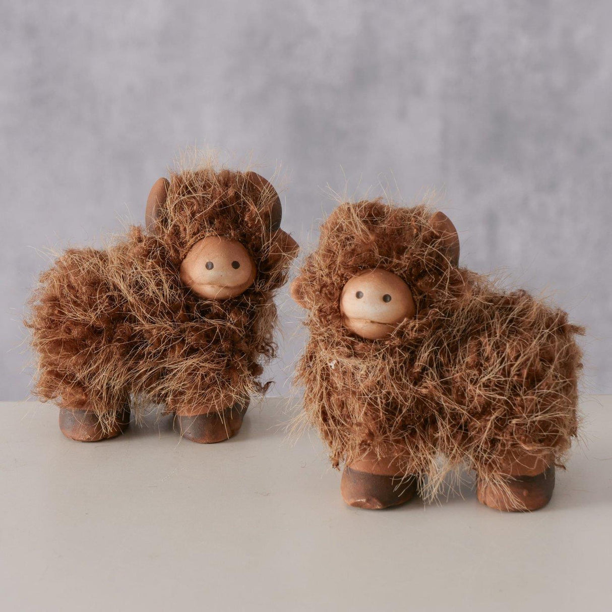 Boltze home figuur buffy schots hooglander h7cm terra bruin 2 assorti