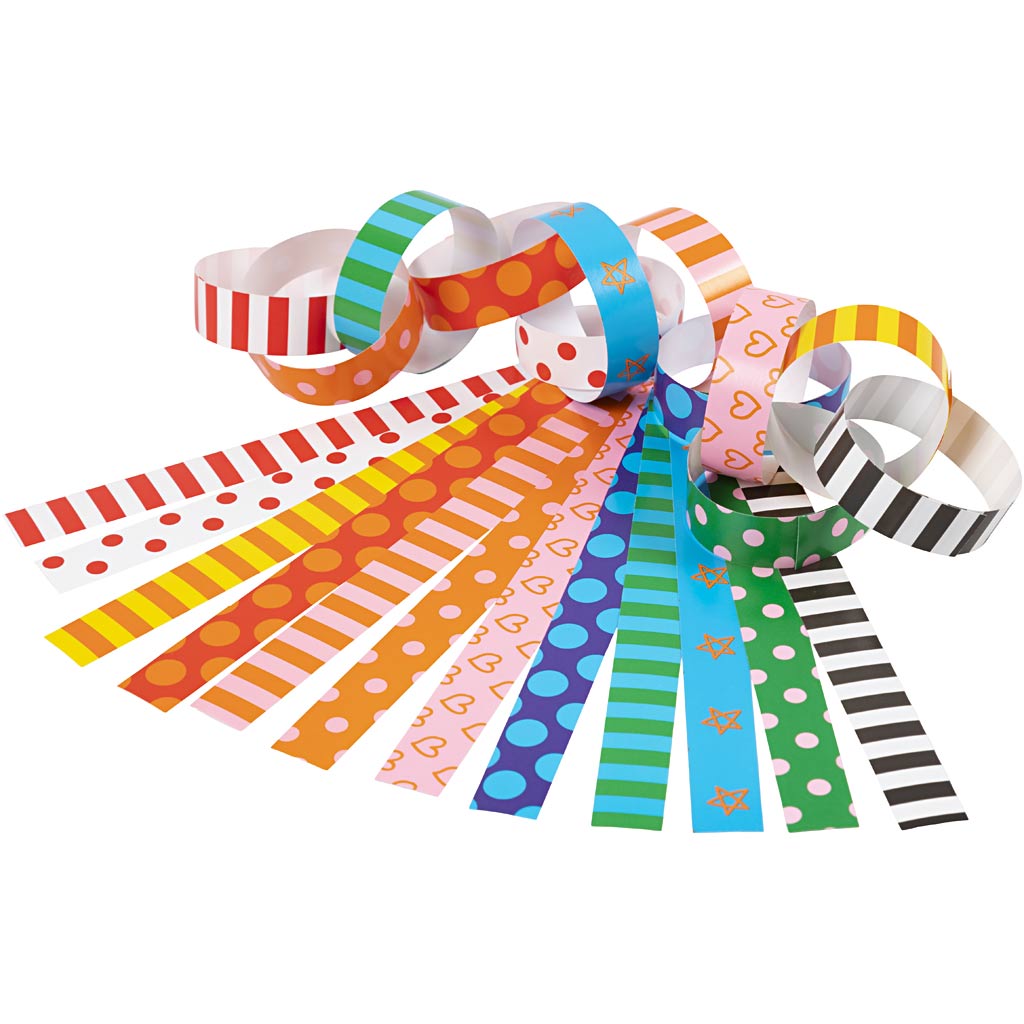 Creativ Company Girlandenstreifen, bedruckt, L: 16 cm, B: 15 mm, 400 Stück 1 Karton
