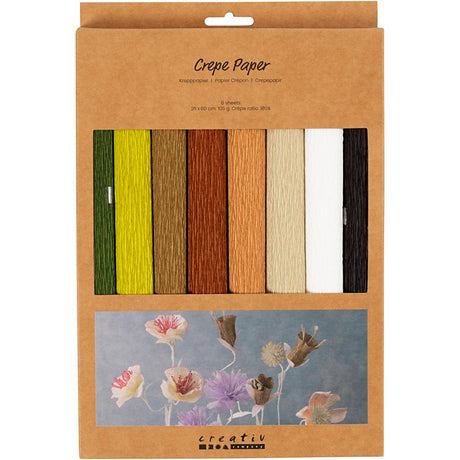 Creativ Company Krepppapier, Blatt 25x60 cm, Kreppverhältnis: 180 %, 105 g, natur, 8 Blatt 1 Karton