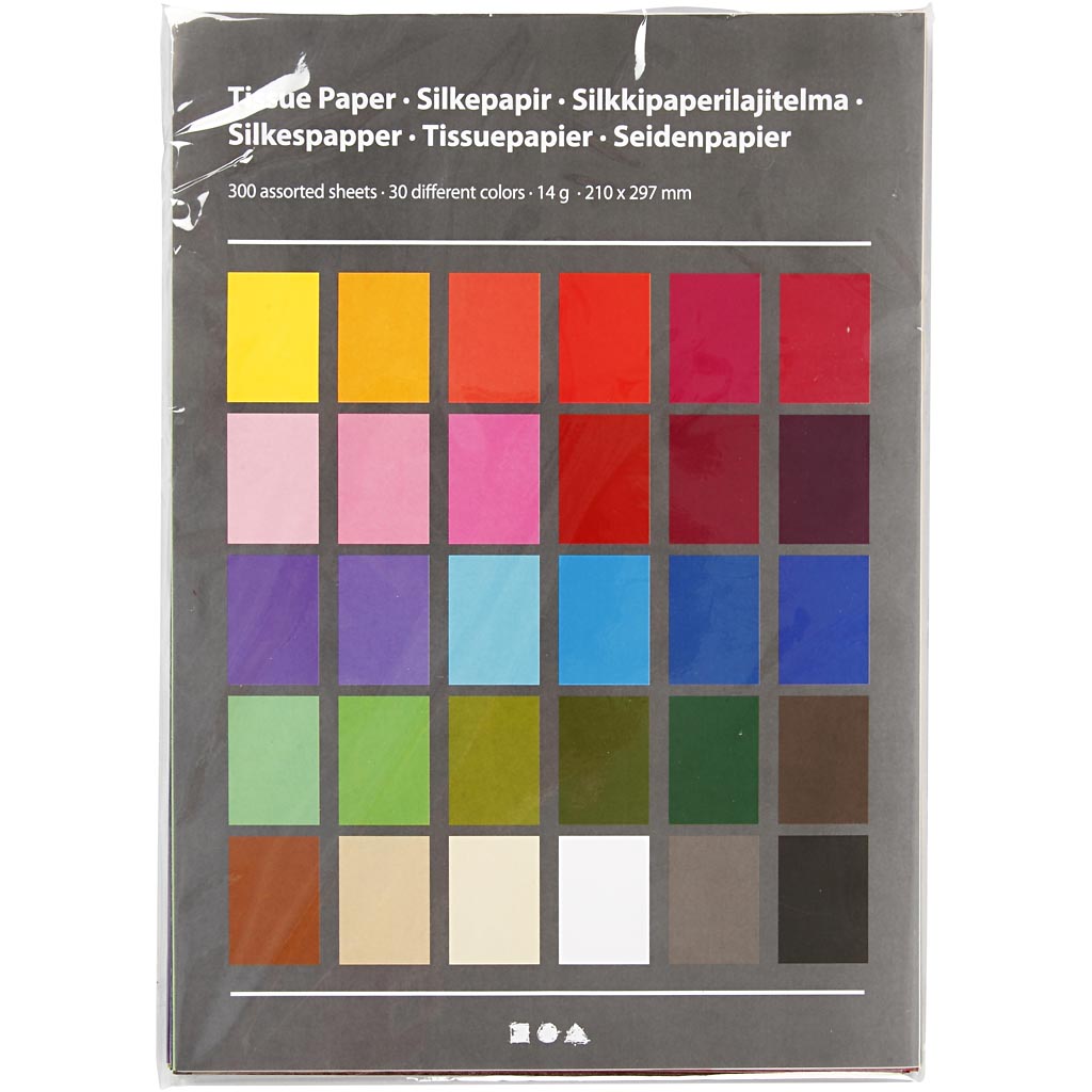 Creativ Company Seidenpapier, A4, Blatt 210 x 297 mm, 17 g, 30 x 10 Blatt, 1 Karton