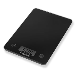 Inventum ws305b – digitale Küchenwaage – 1 g bis 5 kg – Tara-Funktion – Glasoberfläche – inklusive Batterie – schwarzes Glas