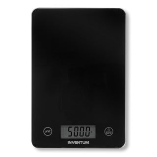 Inventum ws305b – digitale Küchenwaage – 1 g bis 5 kg – Tara-Funktion – Glasoberfläche – inklusive Batterie – schwarzes Glas