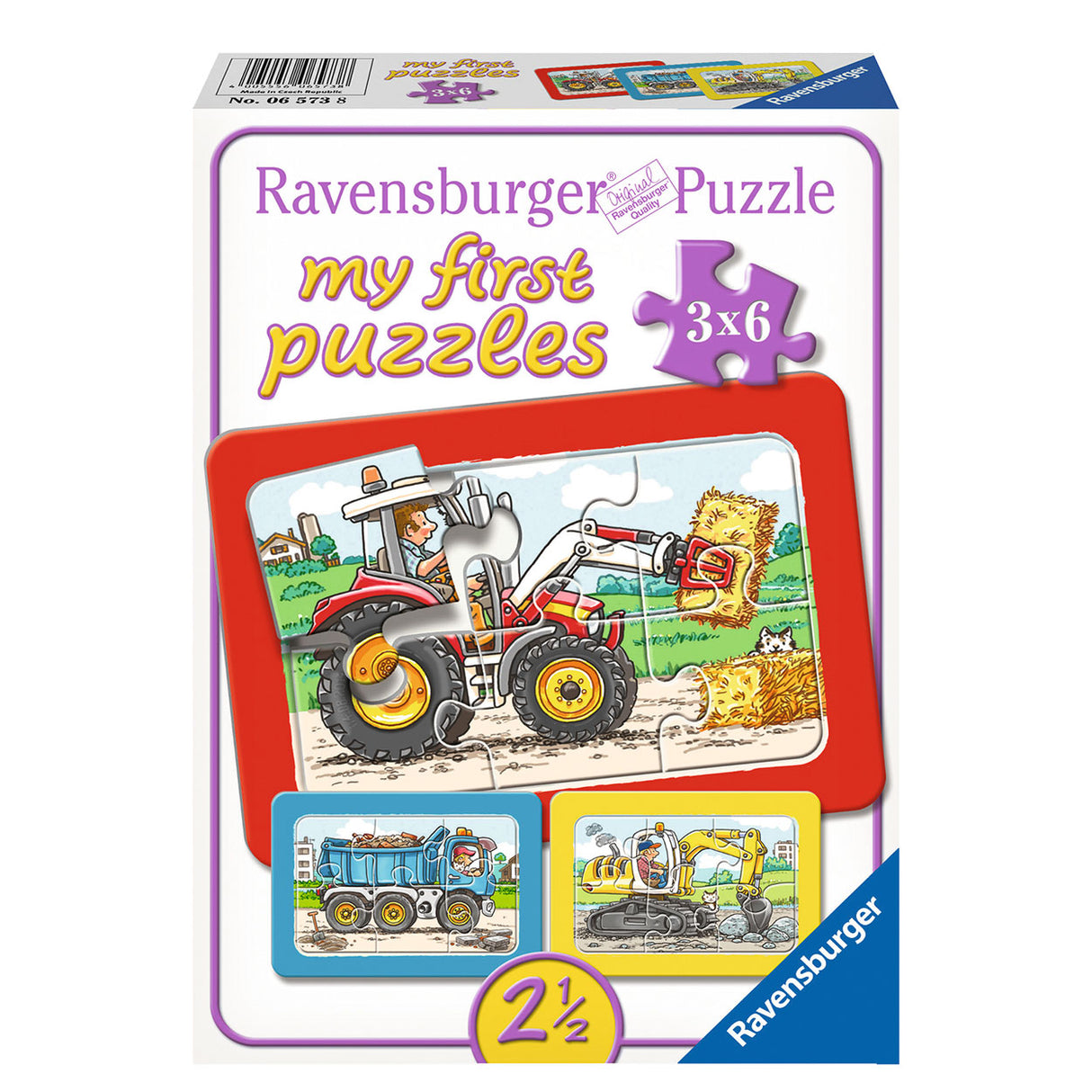 Ravensburger - Tracteur d'excavatrice et voiture de basculement 3x6 pièces