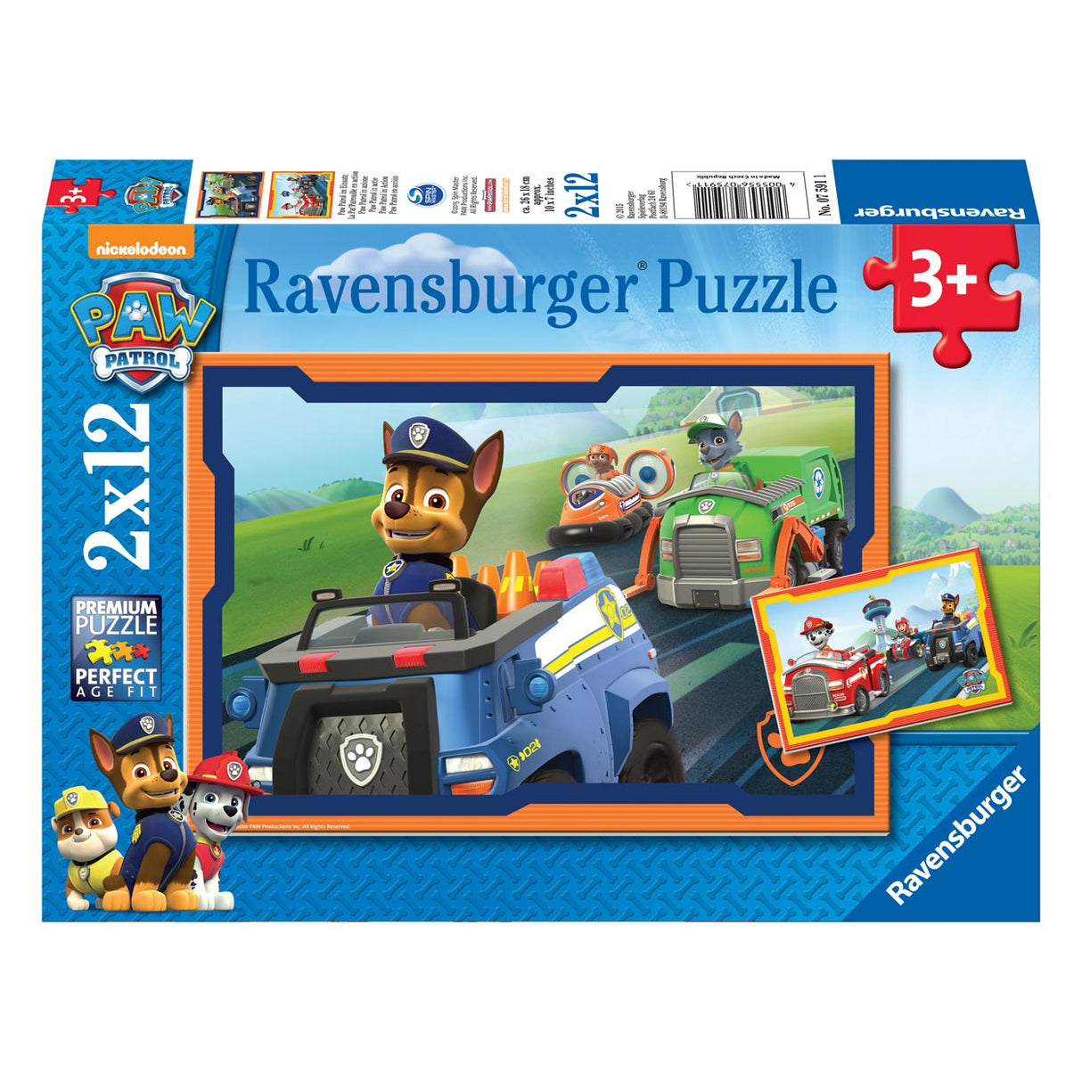 Ravensburger paw patrol puzzel - paw patrol in actie, 2x12st.