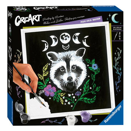 Ravensburger Pixie Cold Edition Waschbär – Malen nach Zahlen für Erwachsene