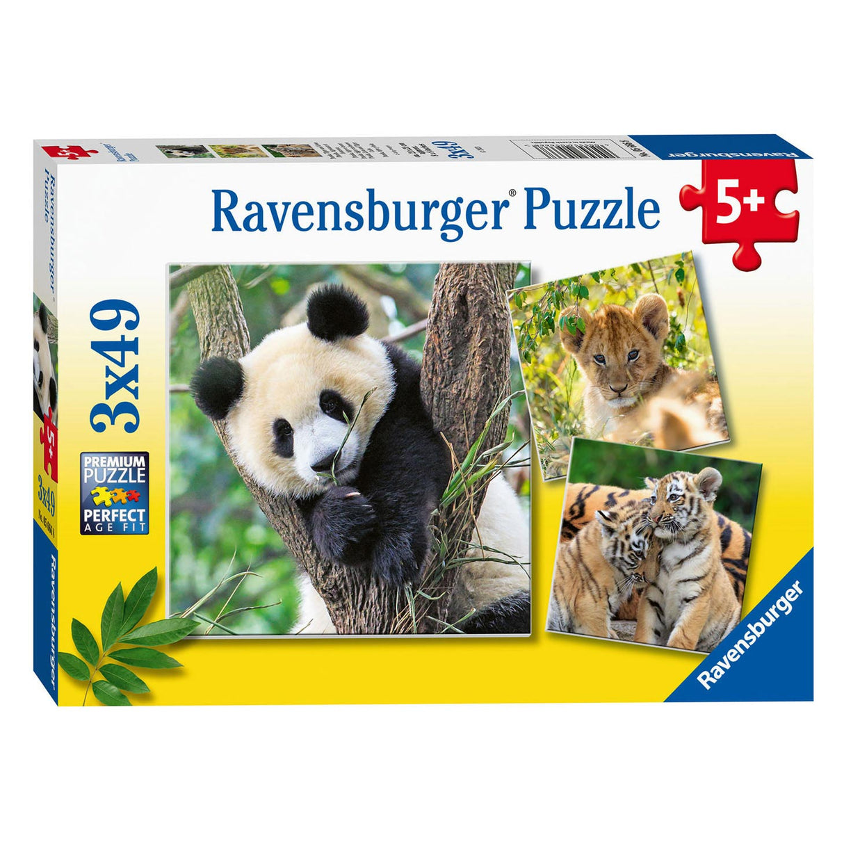 Ravensburger Puzzle Panda Tiger a Léiw 3x49st.