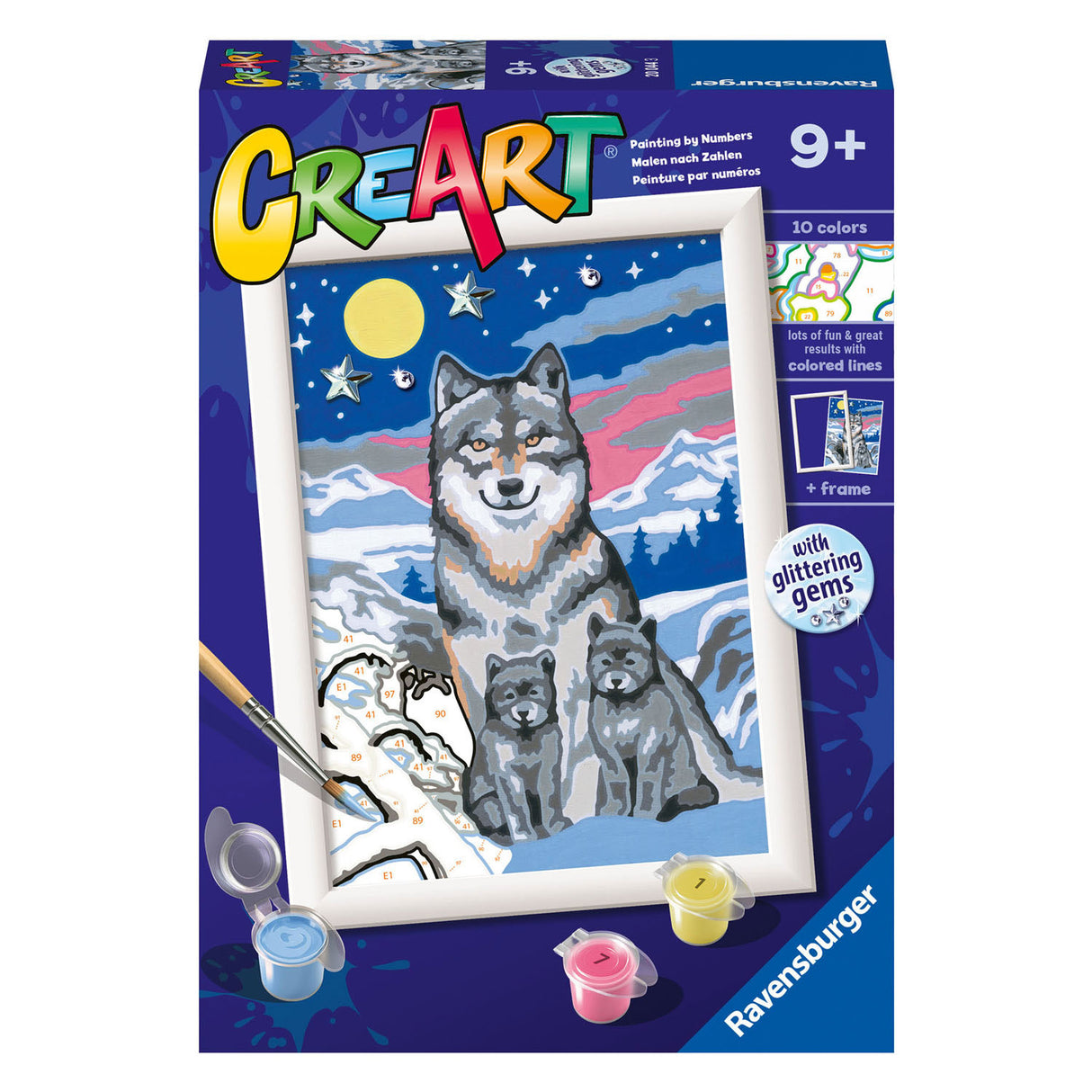 Ravensburger Creart slika na številki Great Wolves družina