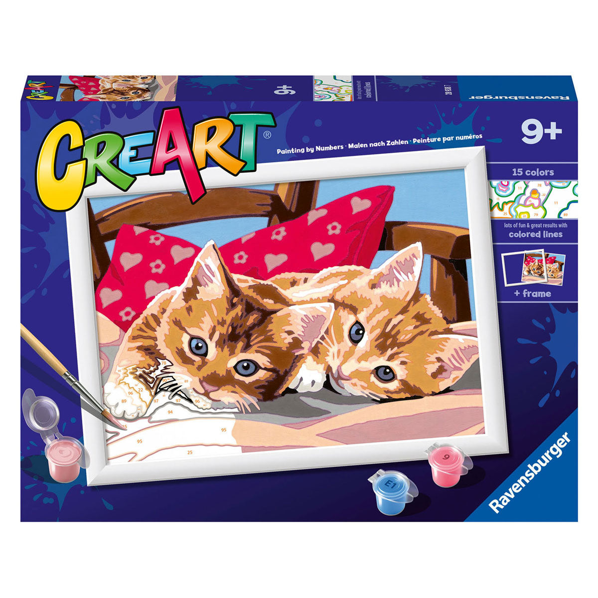 Ravensburger Creart Painting en el número dos abrazados gatos