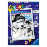 Ravensburger Kreart Gemälde auf Nummer süße Huskies