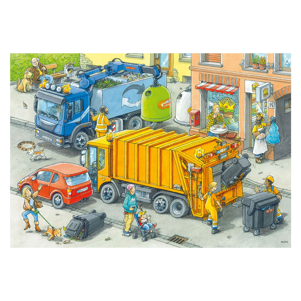 Ravensburger Jigsaw Puzzle Garbage Truck and Tow Truck, 2x24st.