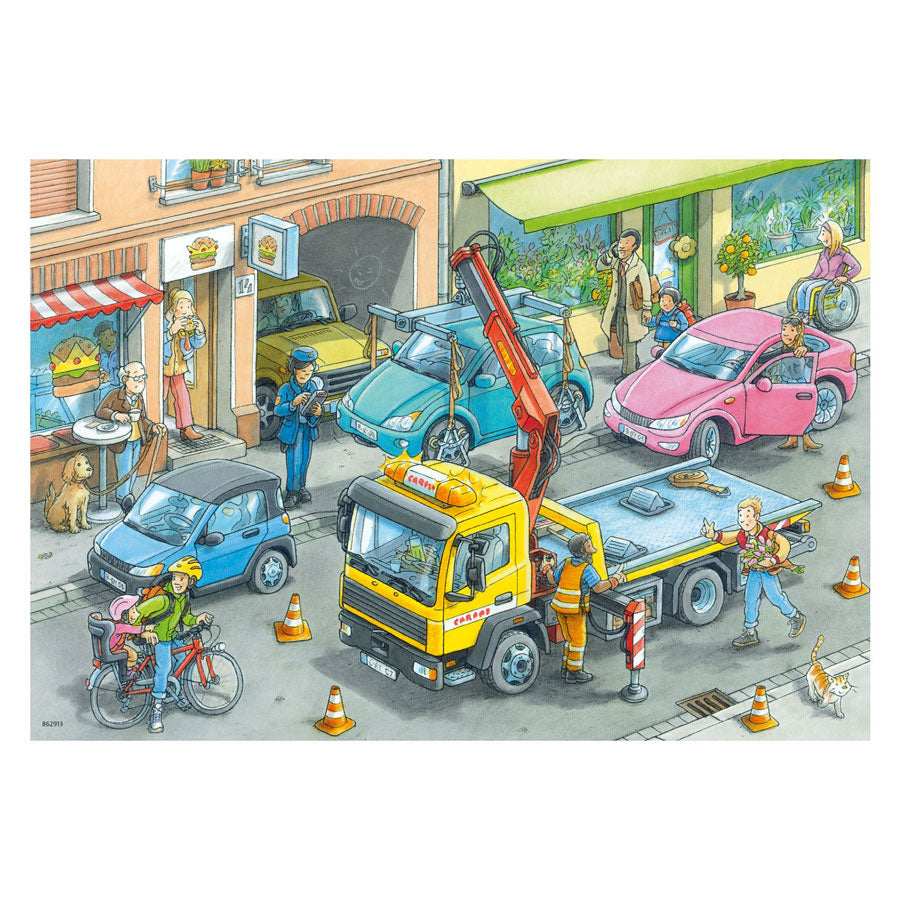 Ravensburger Jigsaw Puzzle Truck y grúa de basura, 2x24st.