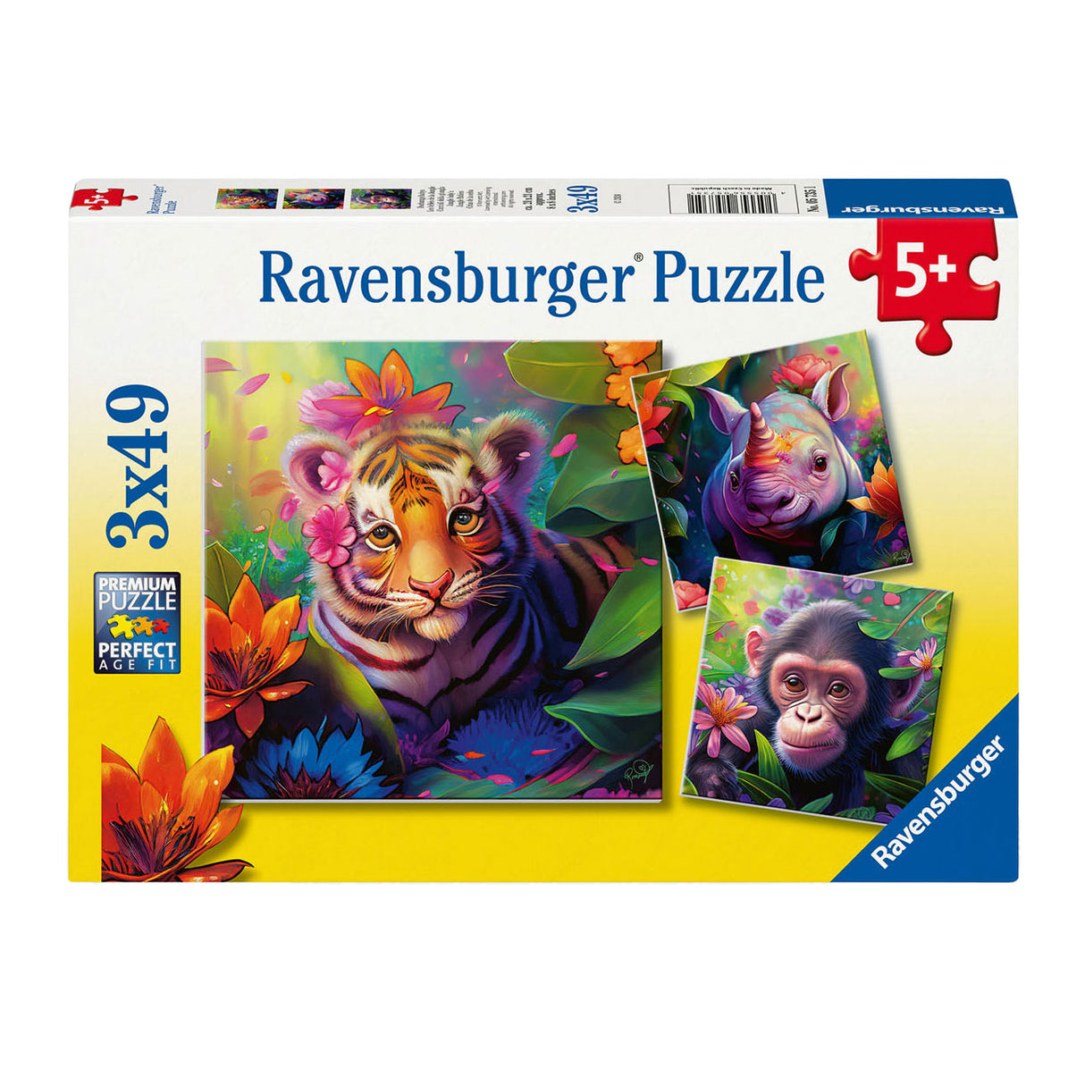 Ravensburger legpuzzel jungle babies, 3x49st.