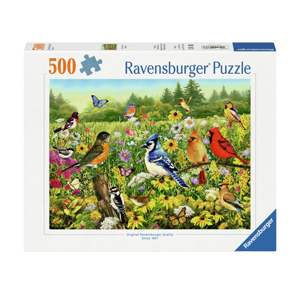 De Ravensburger huet de Puzzzle Villercher am Wiesen, 1000st.