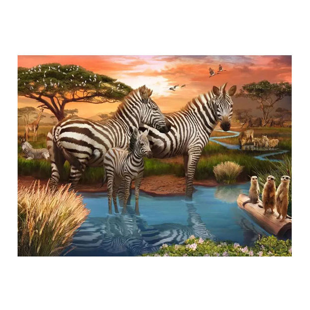 Ravensburger Jigsaw Zebras en el lugar de bebida, 1000.