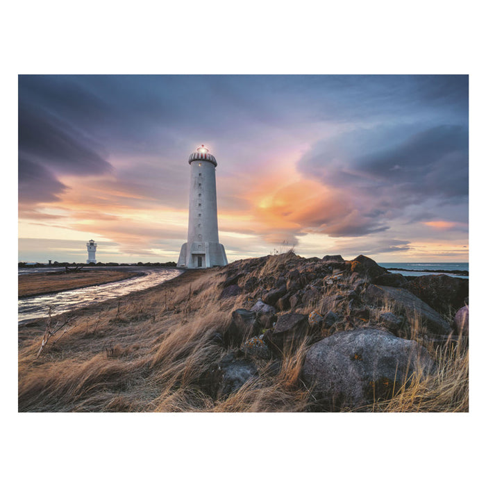 Ravensburger legpuzzel prachtige lucht boven de vuurtoren van akranes ijsland, 1500st.