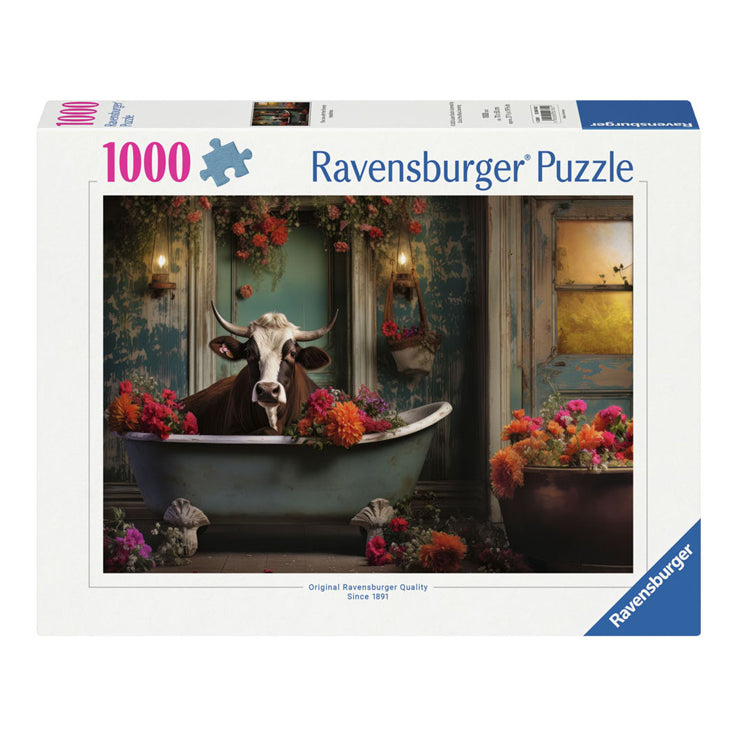 Ravensburger legpuzzel the cow in the bathtub, 1000st.