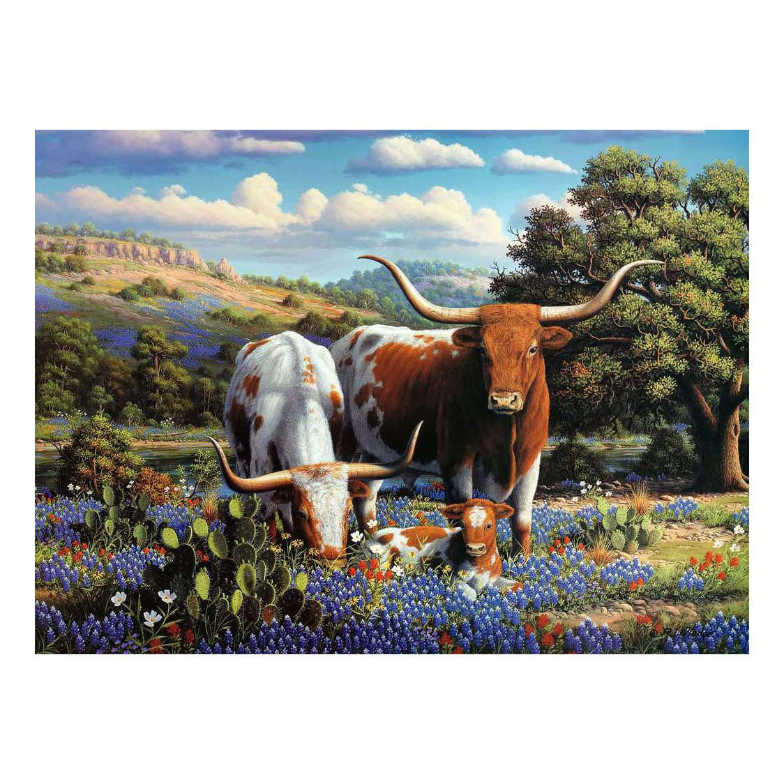 Ravensburger Puzzle liebende Longhorns, 500 Teile.