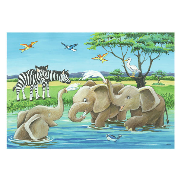 RAVENSBURGER JIGSAW puzzle giovani animali da tutto il mondo, 2x12 PC.