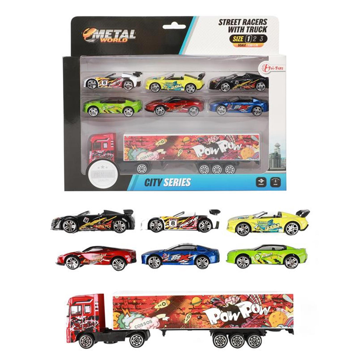 Toi-toys Toi Toys Truck mit 6 Rennwagen