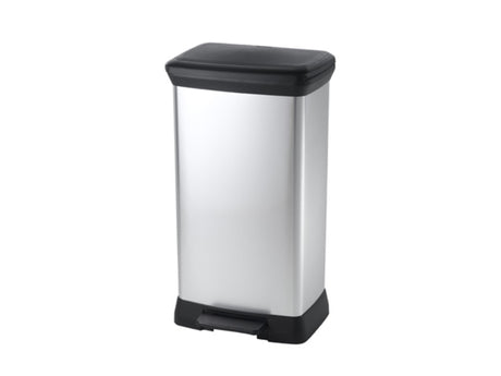 Hurver Pedal Bin Deco Rechteckige 50 l Silberfarbe