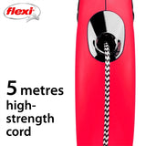 Flexi-Produkte, einziehbare Linie, neues klassisches Kabel, rot, 5 Meter, bis zu 20 kg
