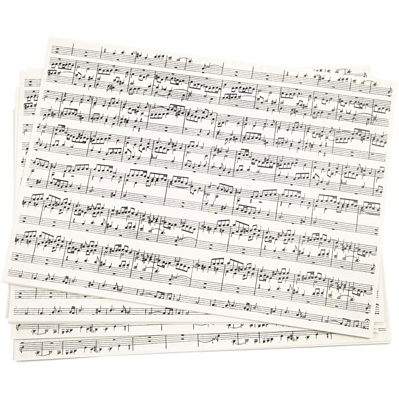 Creativ Company Kraftpapier mit Aufdruck, Musiknoten, A4, Blatt 210 x 297 mm, 100 g, 10 Blatt 1 Karton