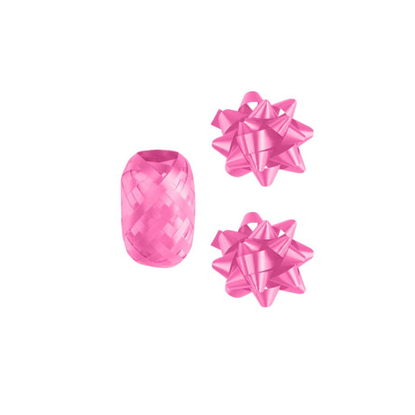 Paperdreams cadeauversieringset - baby roze 2 strikken met 20 meter krullint
