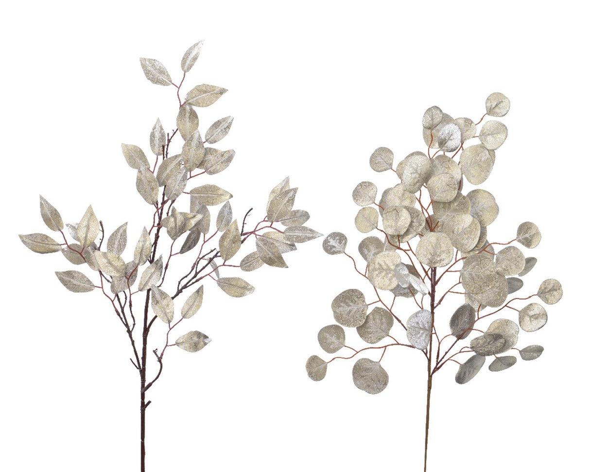 Decoris kunsttak blad glitter champagne 40x1,2x72cm