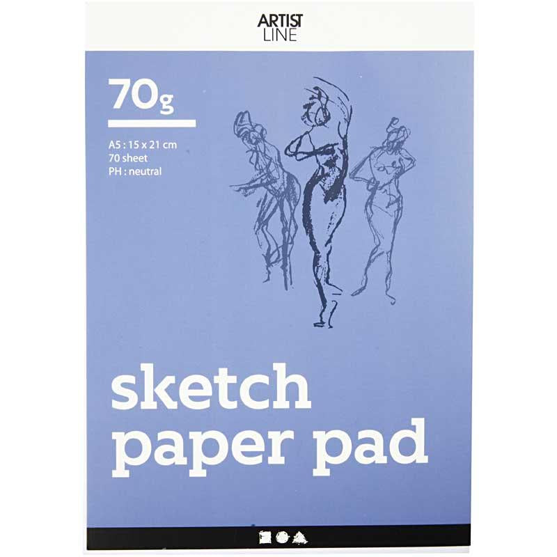 Creativ Company Skizzenblock, A5, Blatt 148 x 210 mm, 70 g, weiß, 70 Blatt 1 Box
