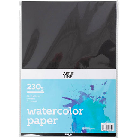 Creativ Company Aquarellpapier, A4, Blatt 210 x 297 mm, 230 g, schwarz, 10 Blatt 1 Karton