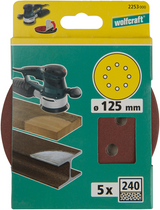 Wolfcraft Haftschleifscheiben | k240 | perforiert | ø125mm | 5 Stück - 2253000
