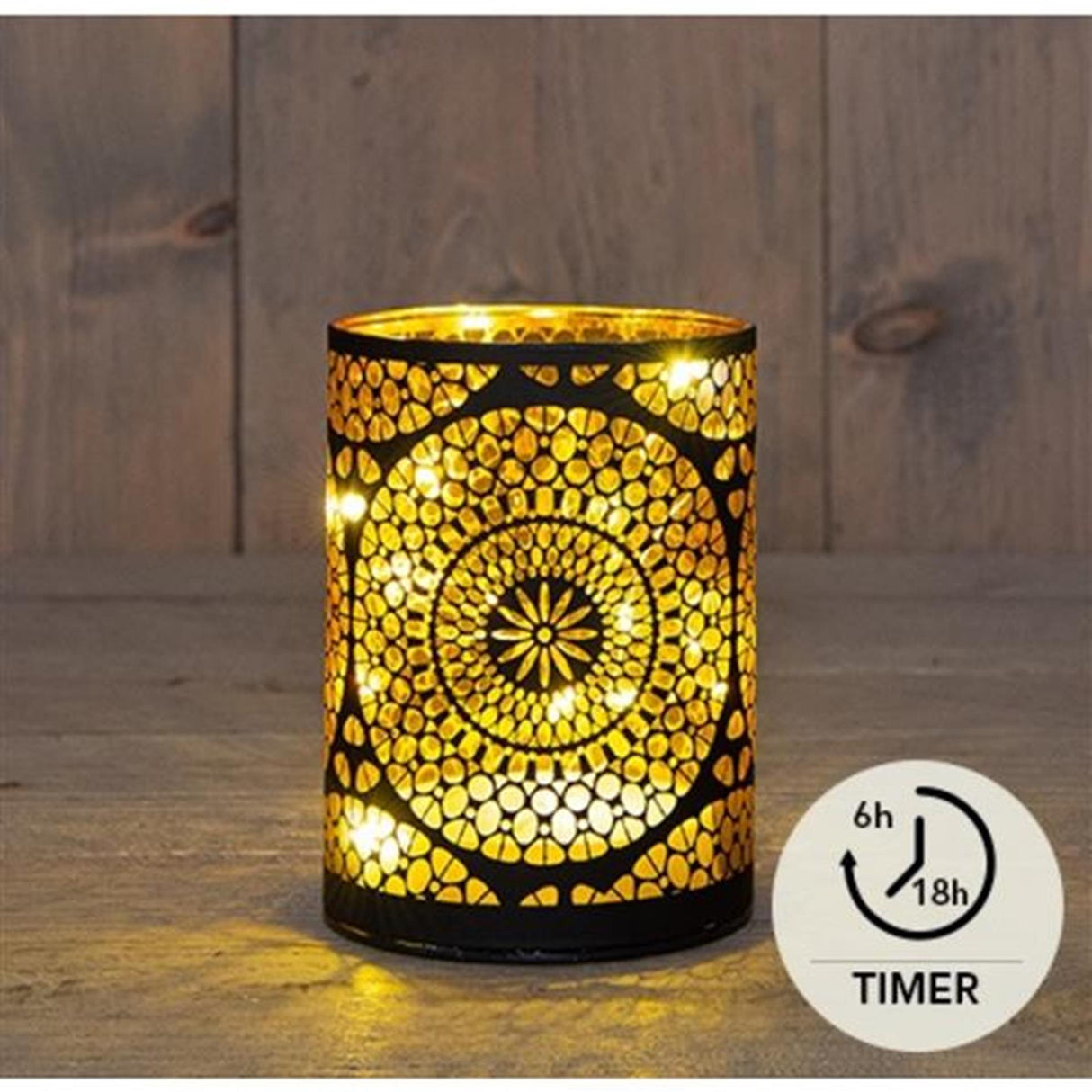 Anna's Collection LED-Zylinder aus Glas Marrakesch 9xh12cm